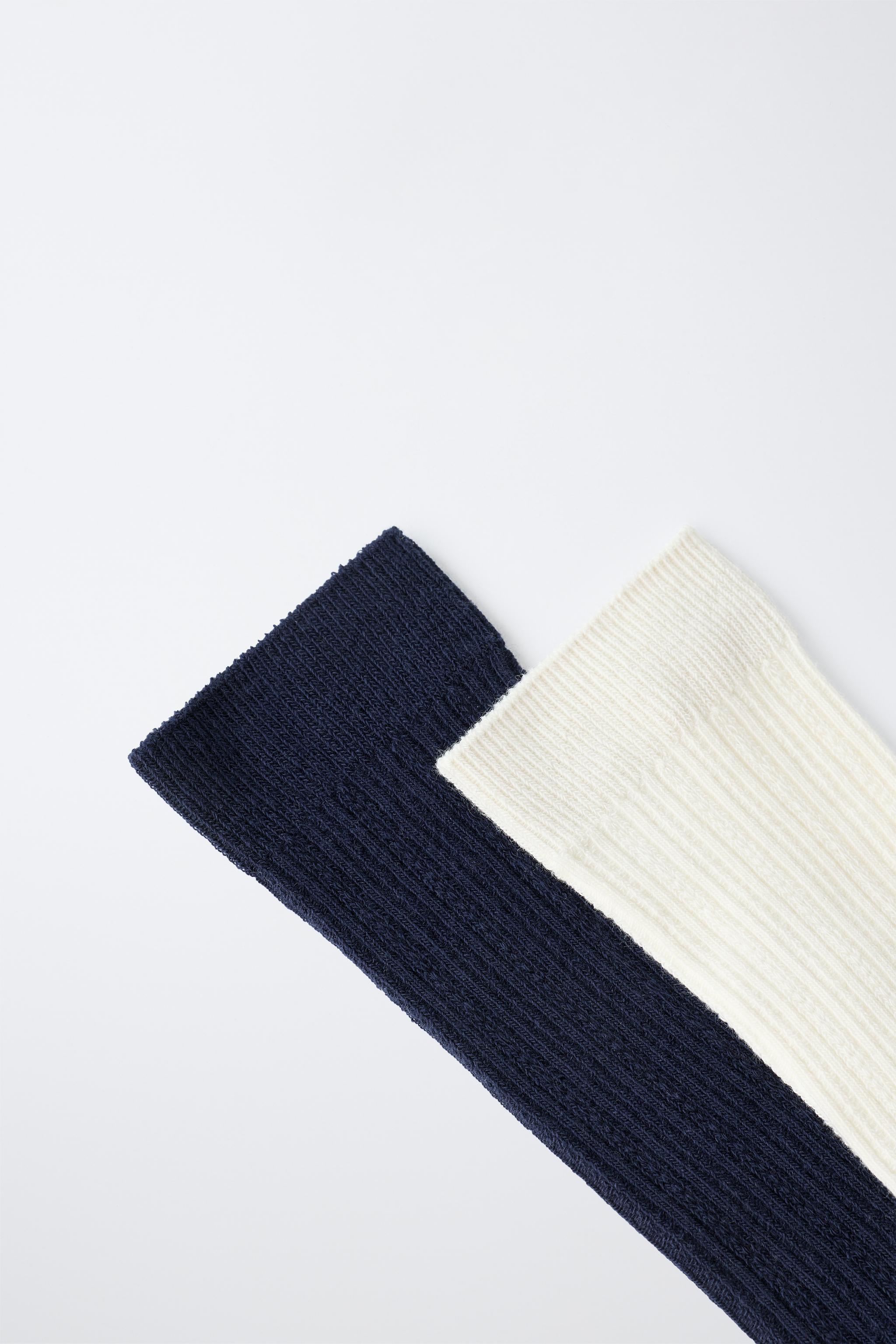LOT DE DEUX PAIRES CHAUSSETTES MONTANTES EN MAILLE POINTELLE